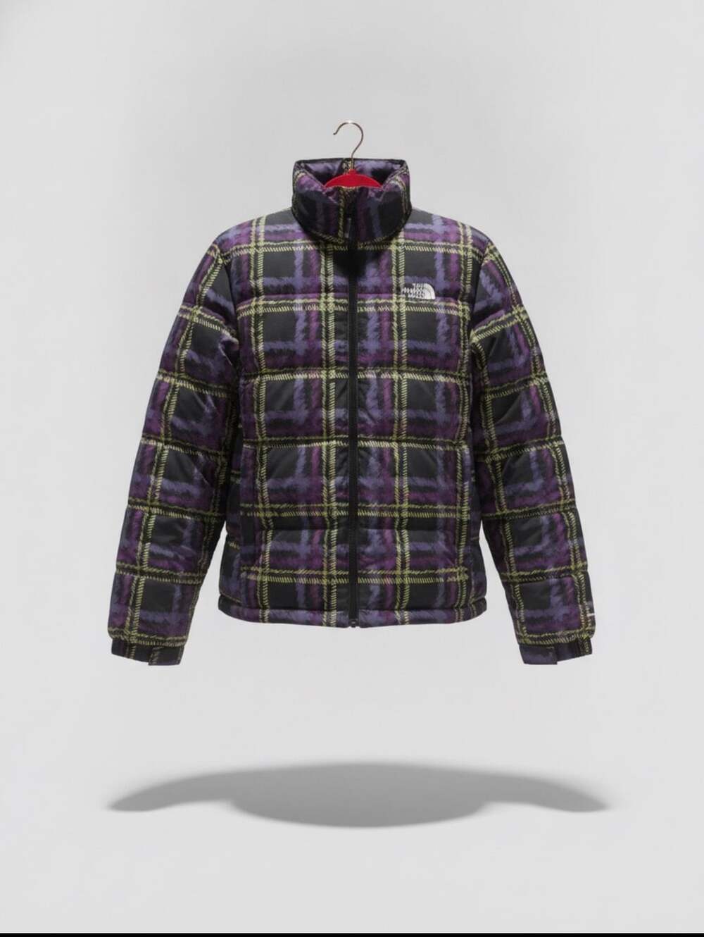 The North Face Printed Sierra Down Short Jacket Size M Purple Plaid